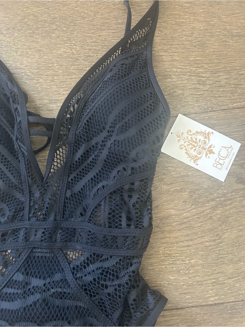 BECCA Color Play Crochet Plunge One-Piece Swimsuit - Picture 5 of 16
